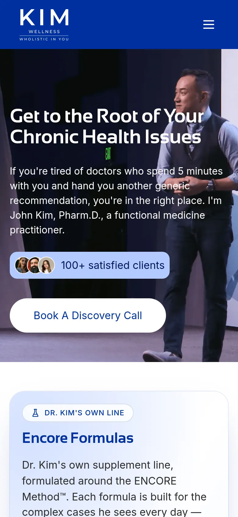 Dr. John Kim homepage on a phone