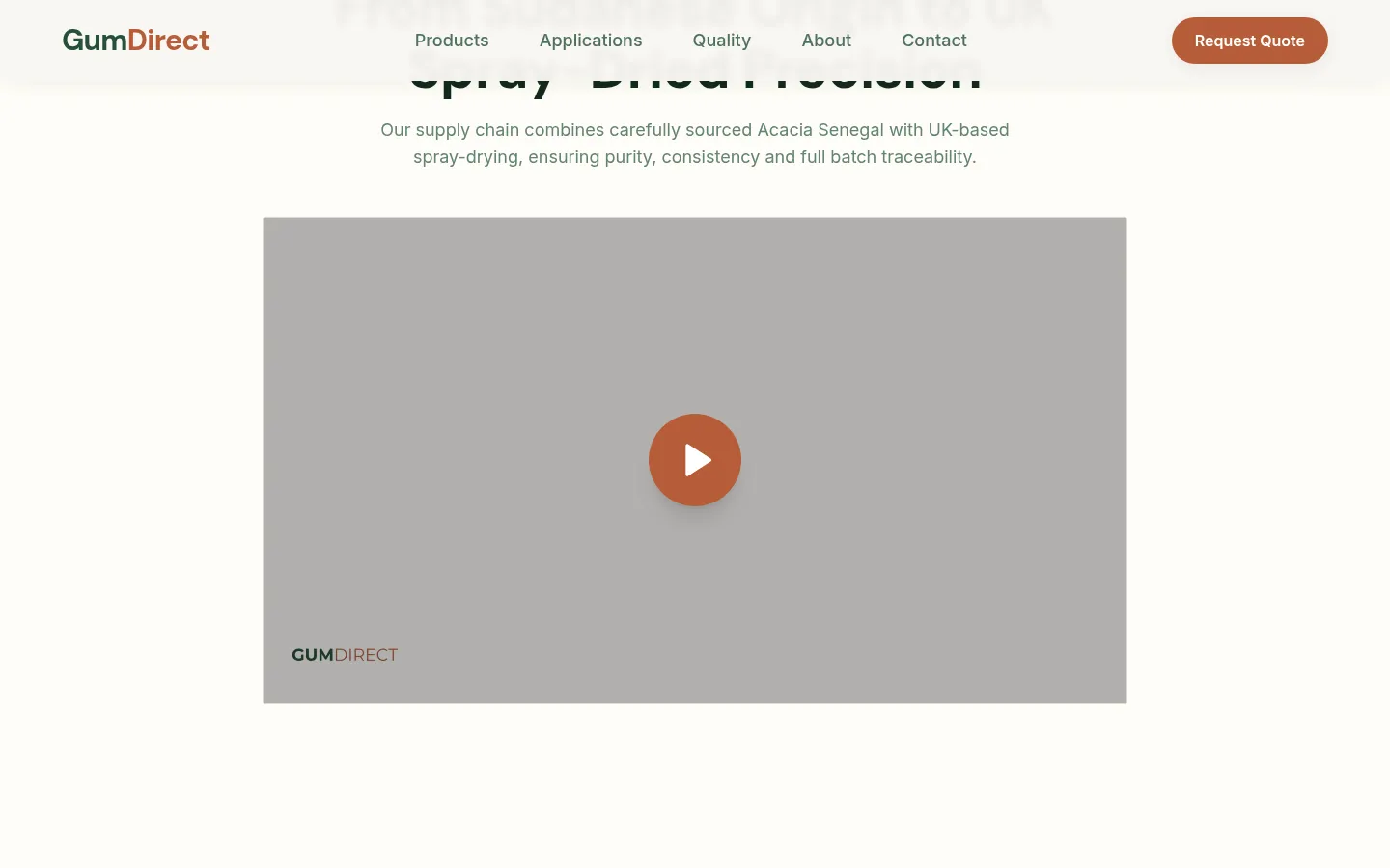 GumDirect section on sourcing and UK spray-drying