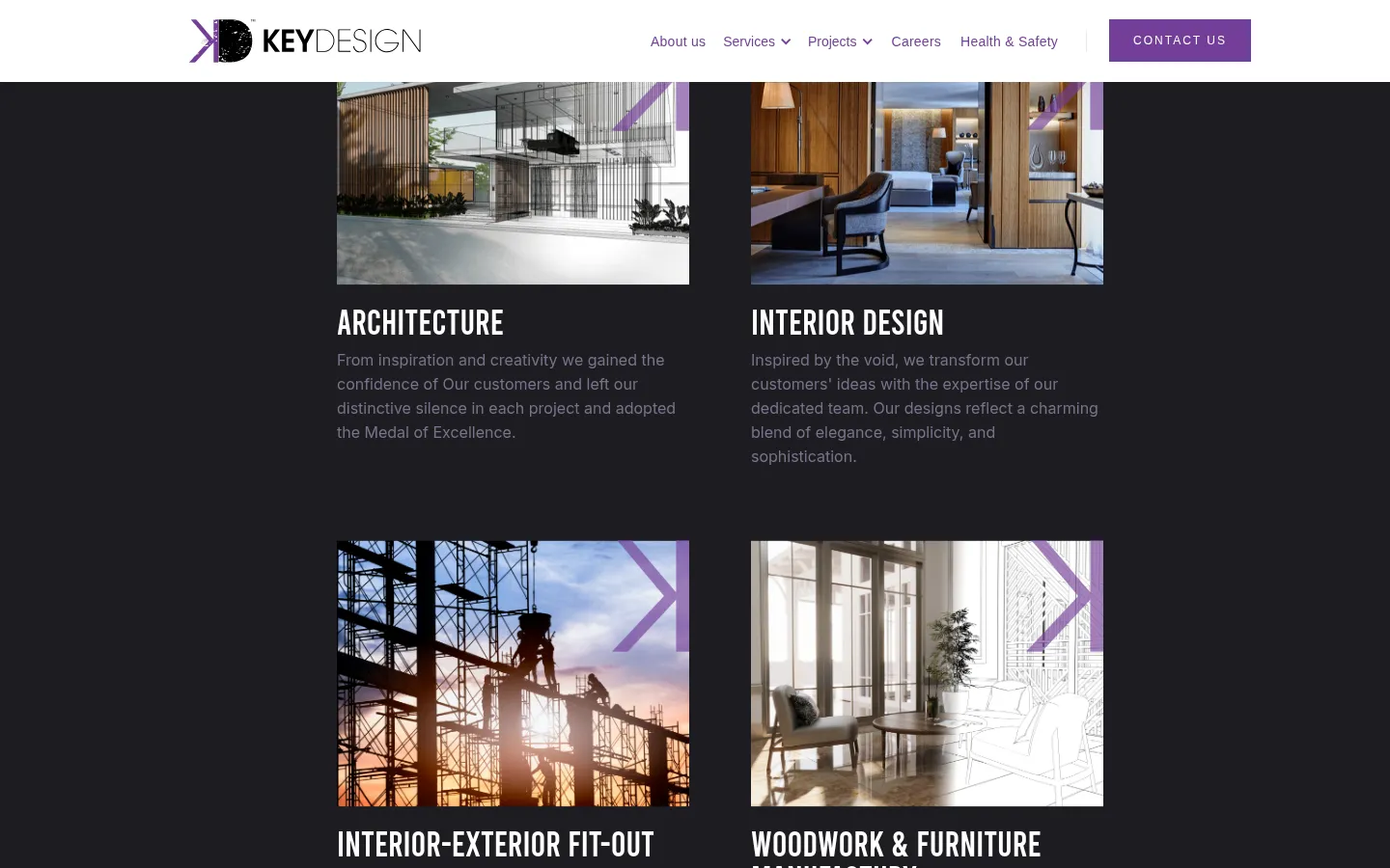 Key Design services: architecture, interior design, fit-out and woodwork