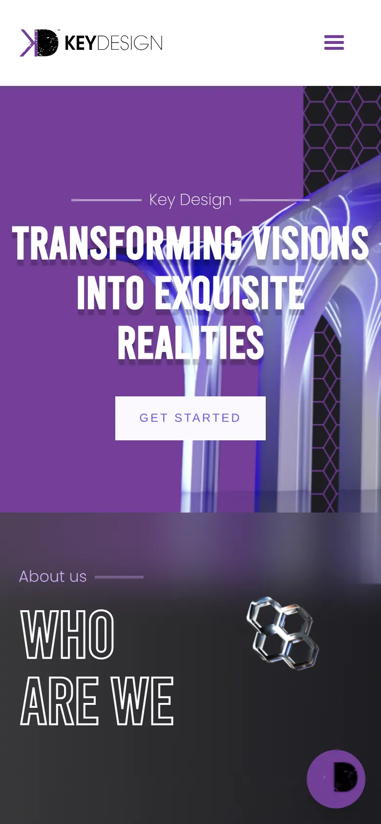 Key Design homepage on a phone