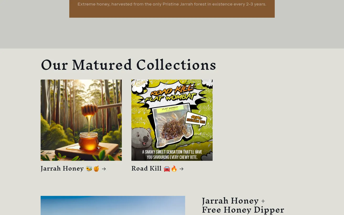 Wild Aussie Provisions section showing the collections