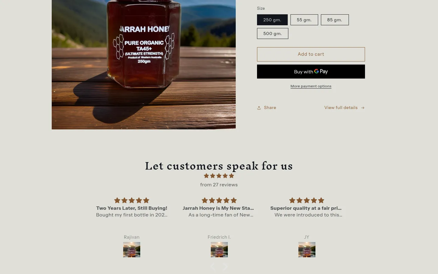 Wild Aussie Provisions section with customer reviews
